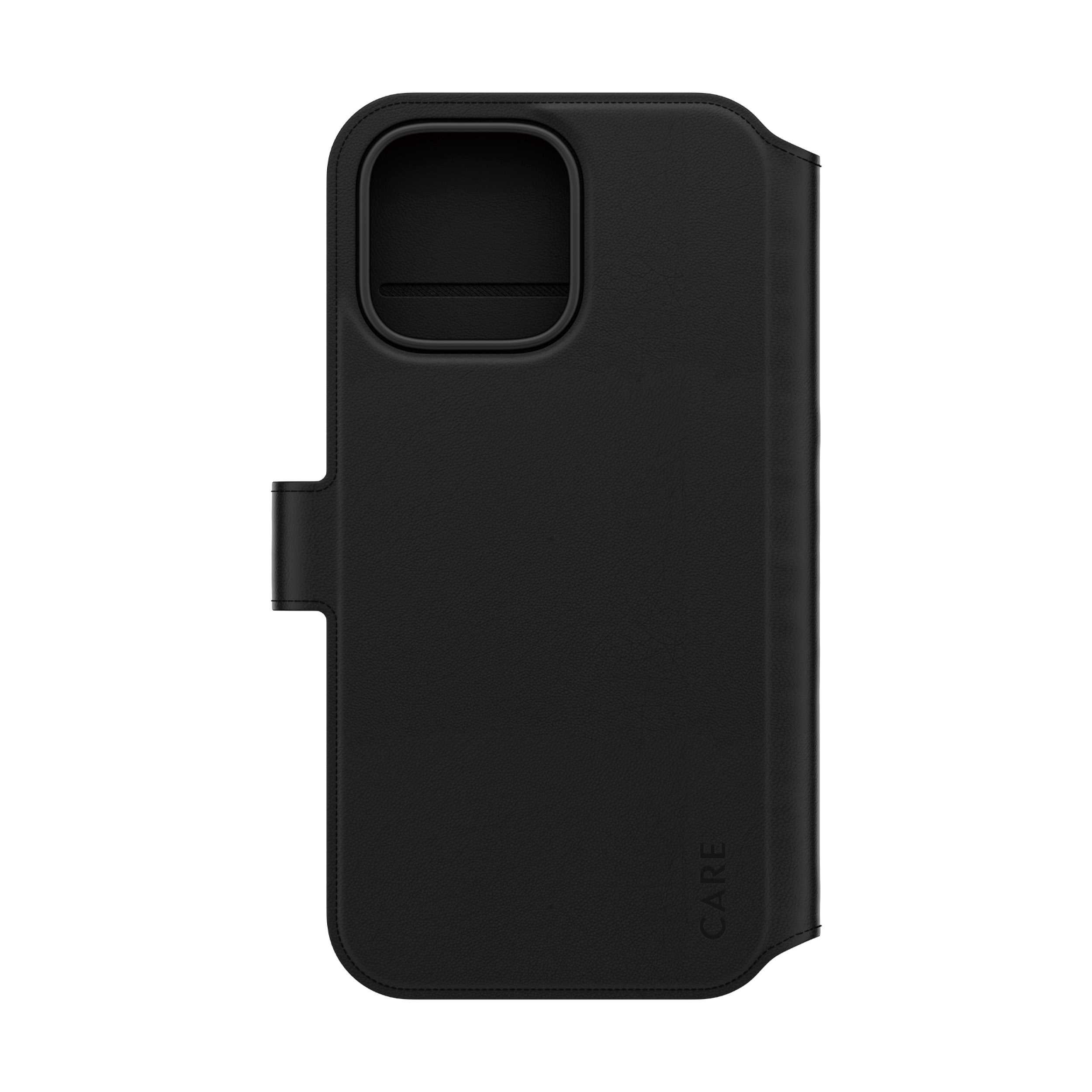 Custodia per telefono nera con ritaglio per fotocamera nero e anello magnetico nero.