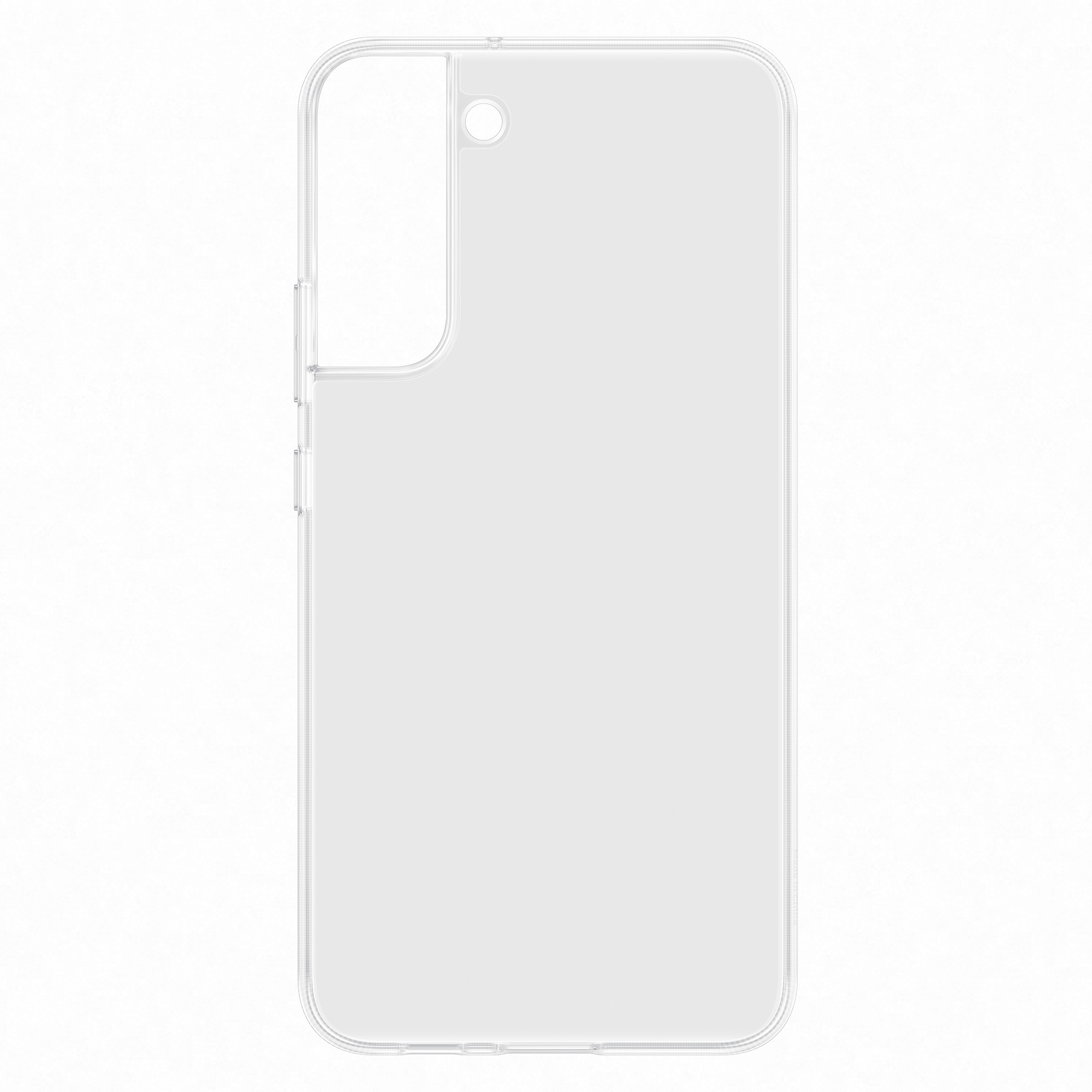 Przezroczyste etui na telefon. Przezroczysty plastik. Białe tło.