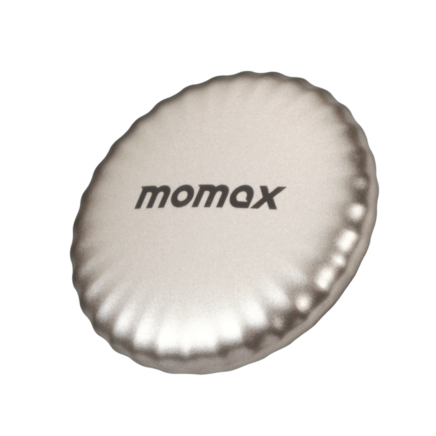 White, round object with the word momax on it.