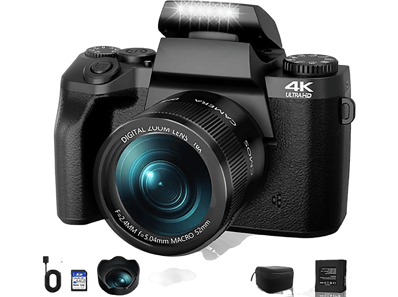 LINGDA Digitalkamera 64 Megapixel inkl. 52mm Festobjektiv, 4.0 ...