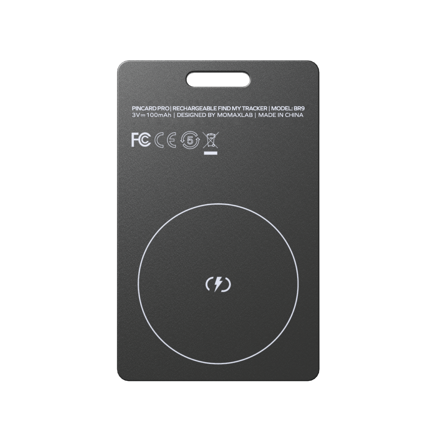 Black rectangular card with a white circle and a lightning bolt icon on a white background.