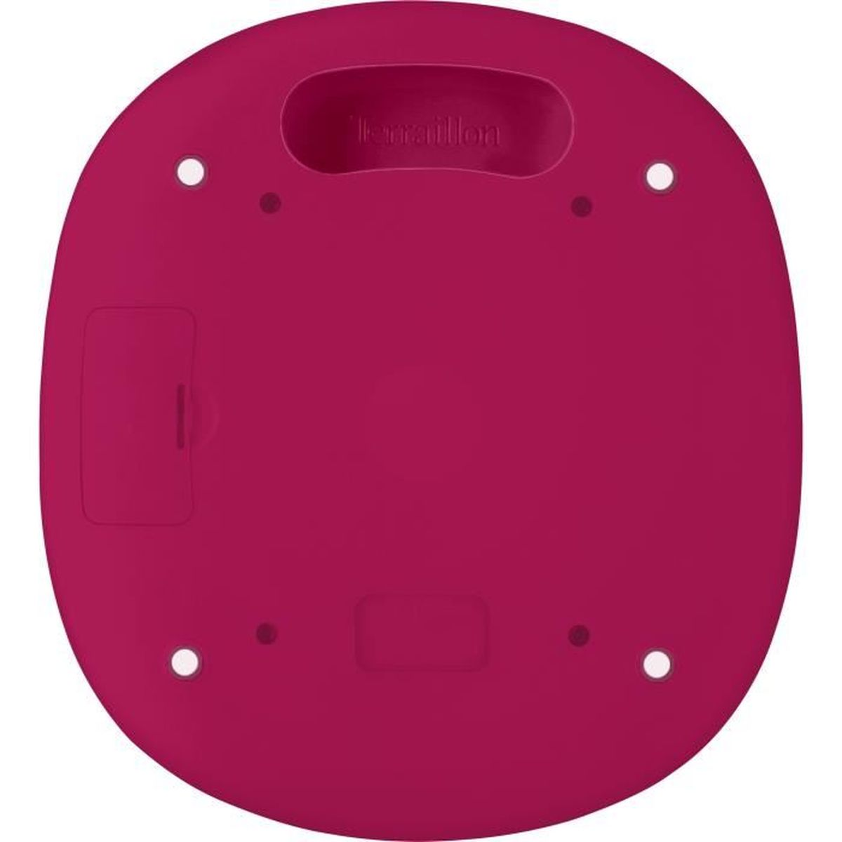 Bilancia da bagno rosa con il marchio 'terraillon' in alto.