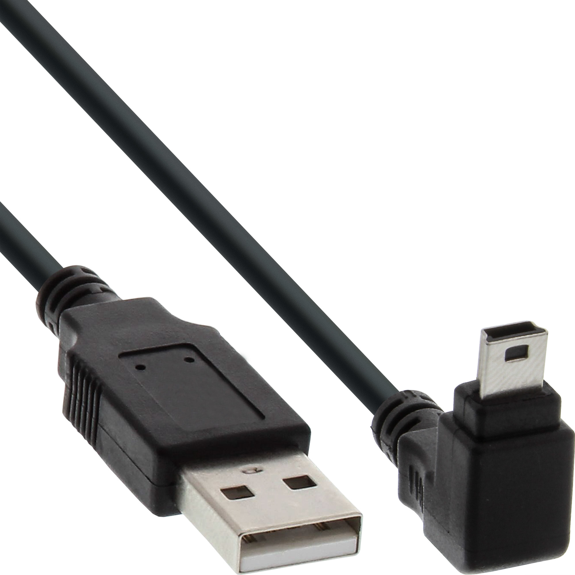 Czarny kabel USB ze złączem micro-USB 90 stopni. Kabel jest czarny.