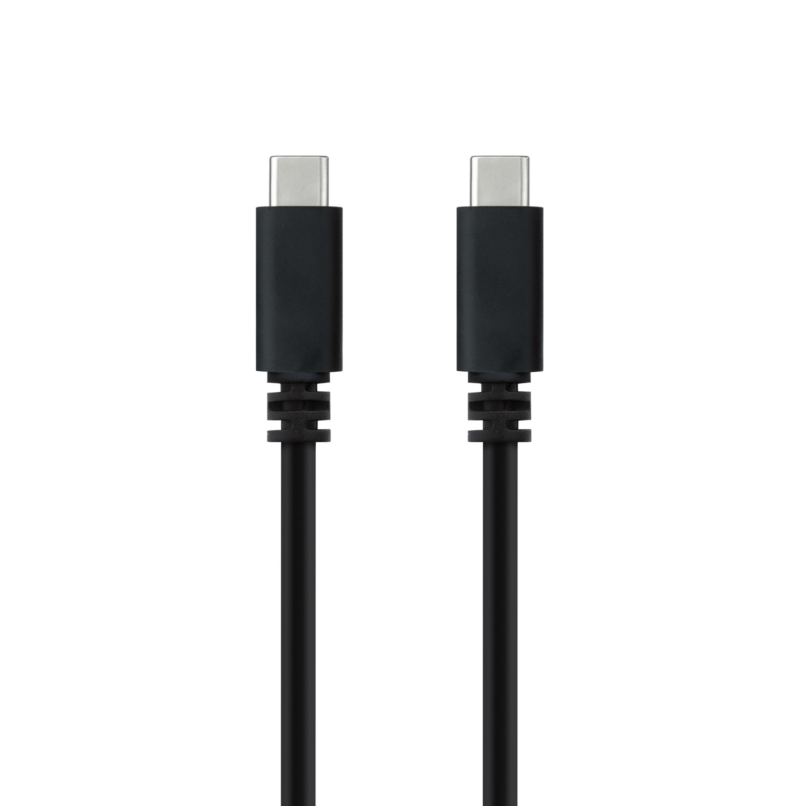 Zwei schwarze USB-C-Kabel. Sie liegen nebeneinander vor weißem Hintergrund.