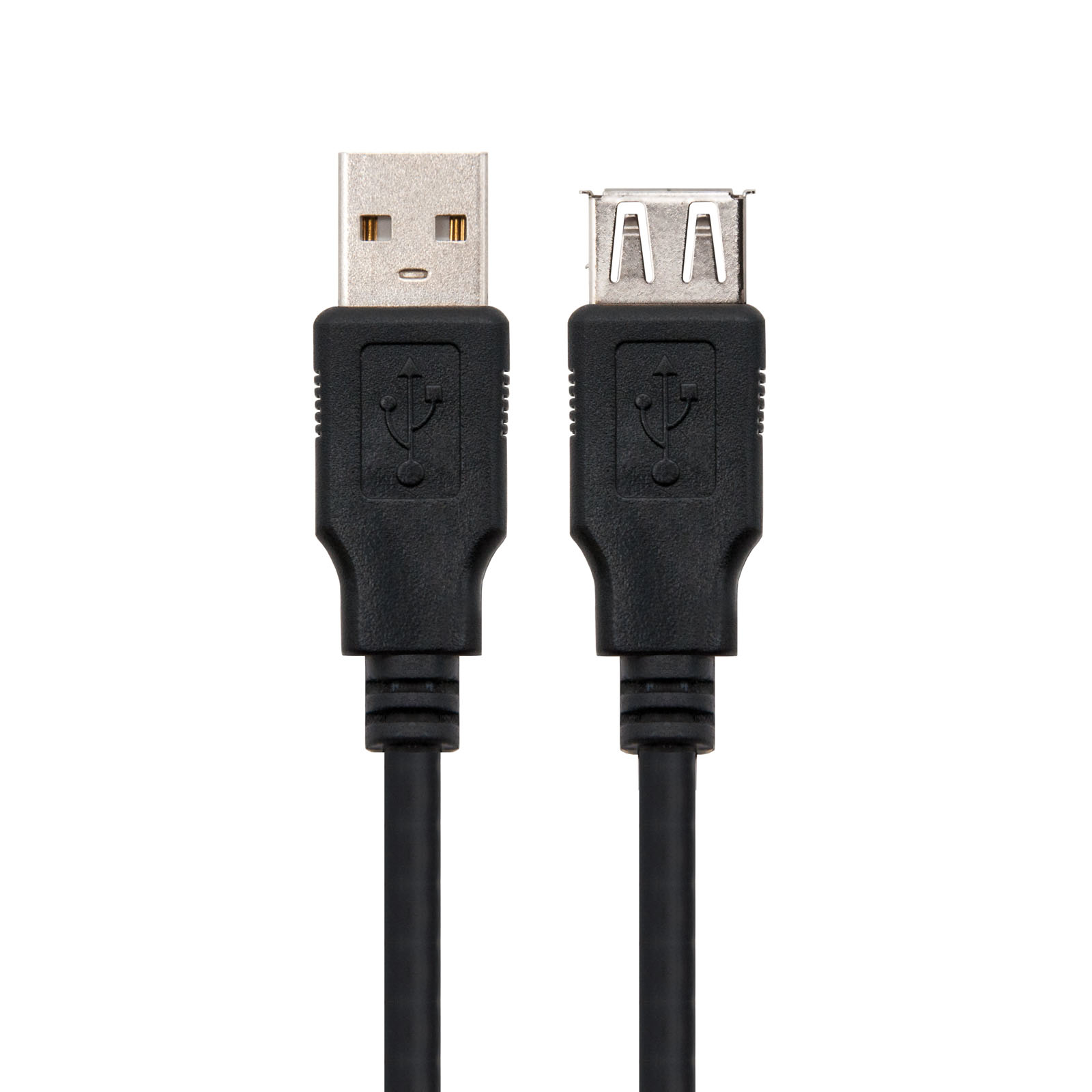 Due cavi USB neri affiancati, con connettore nero e connettore USB.