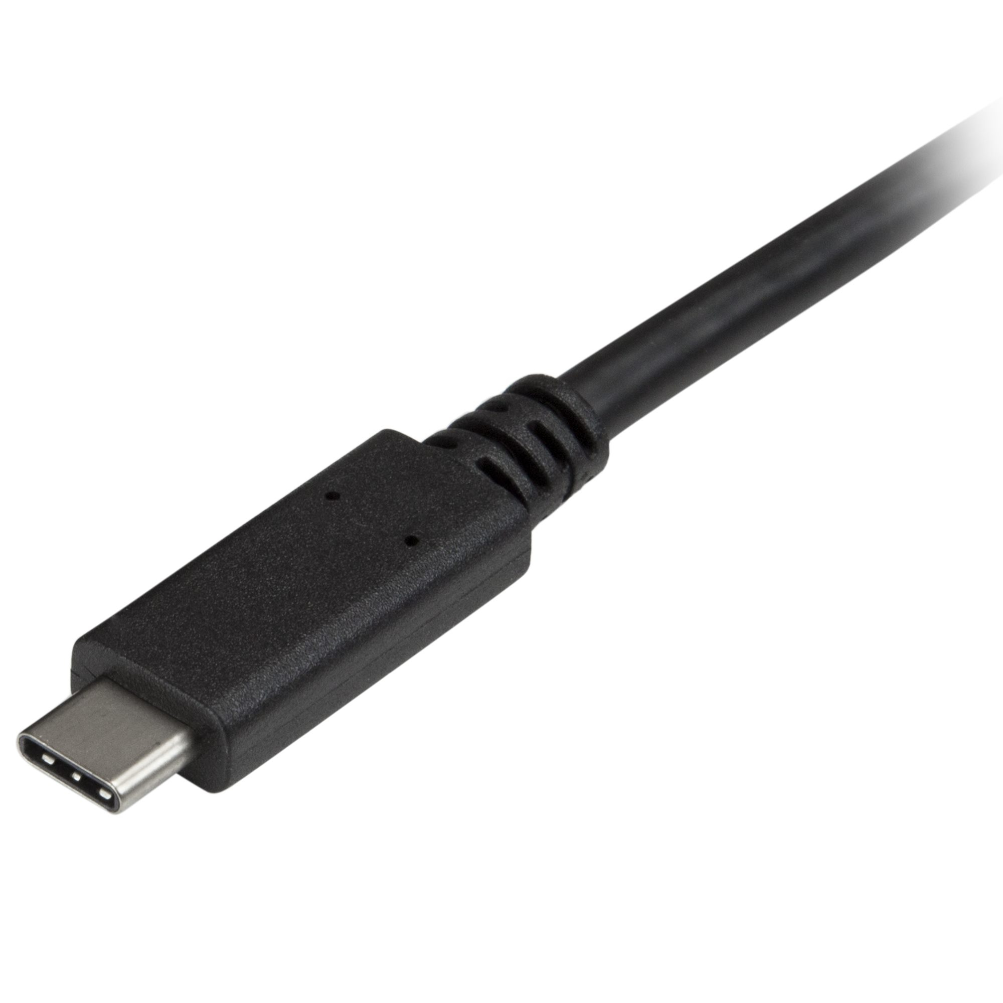 Zwarte USB-C-kabel. De connector heeft een rechthoekige vorm.