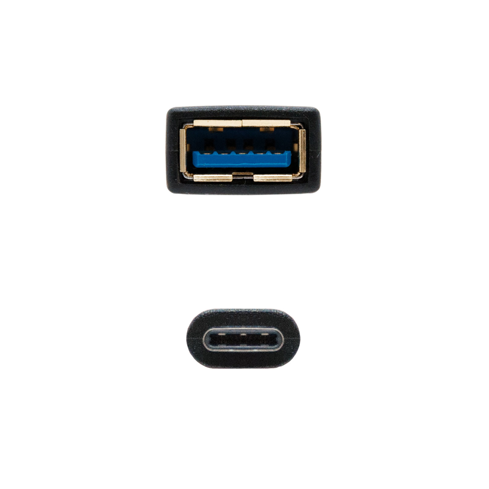 Twee USB-connectoren. Eén is USB-A, de andere is USB-C.