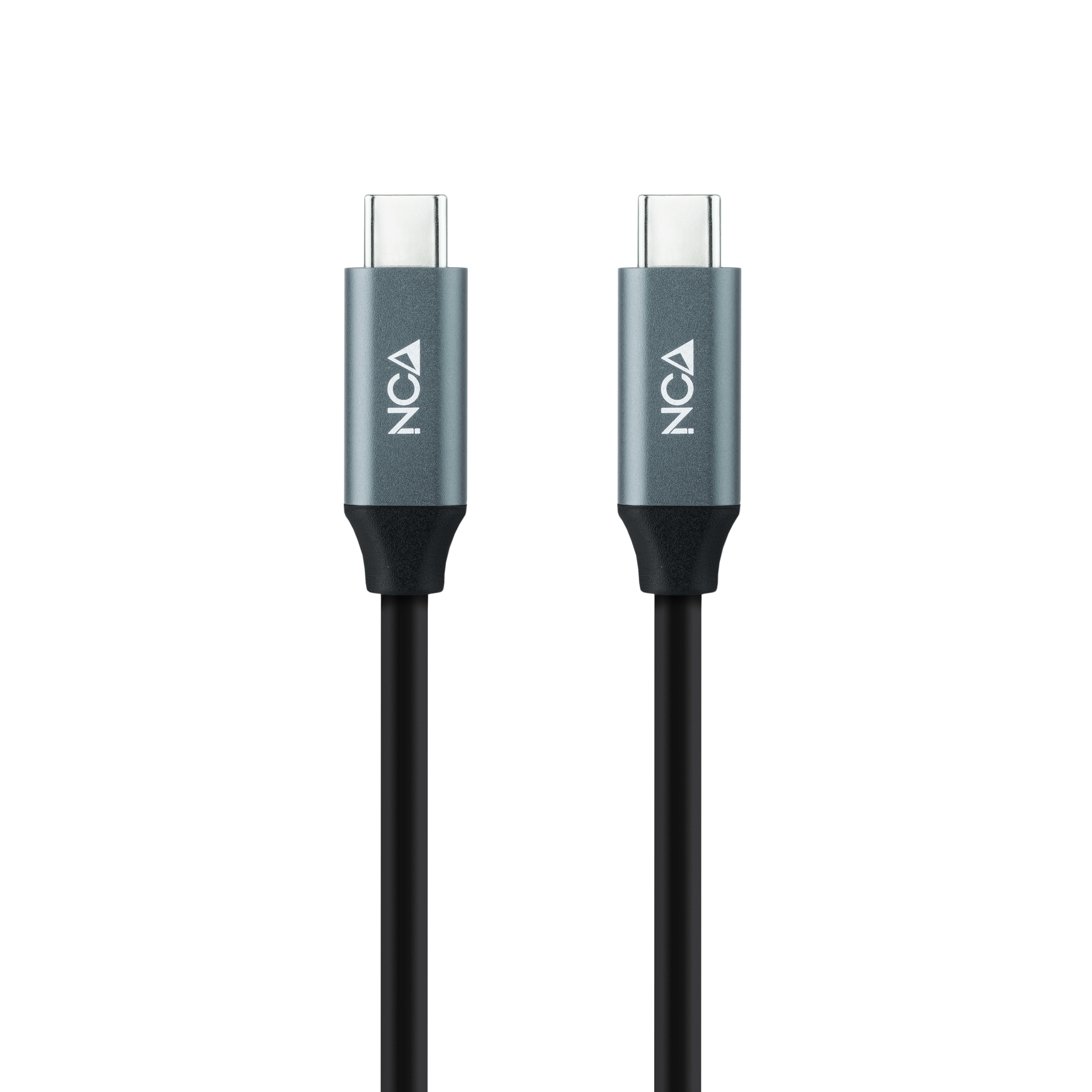 Zwei USB-C-Kabel, schwarze Kabel mit grauen Steckern.