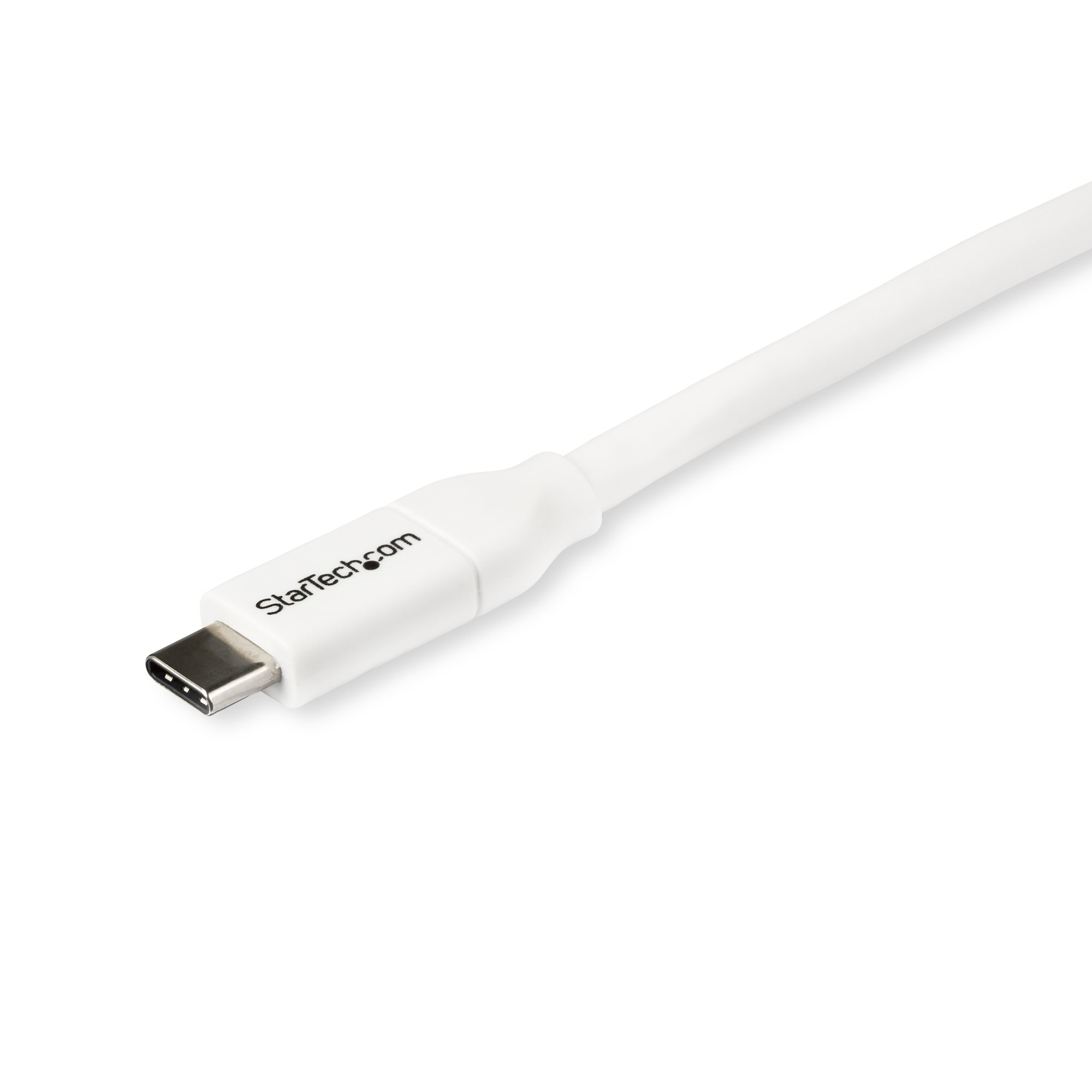Cavo USB-C bianco con etichetta Startech.com.