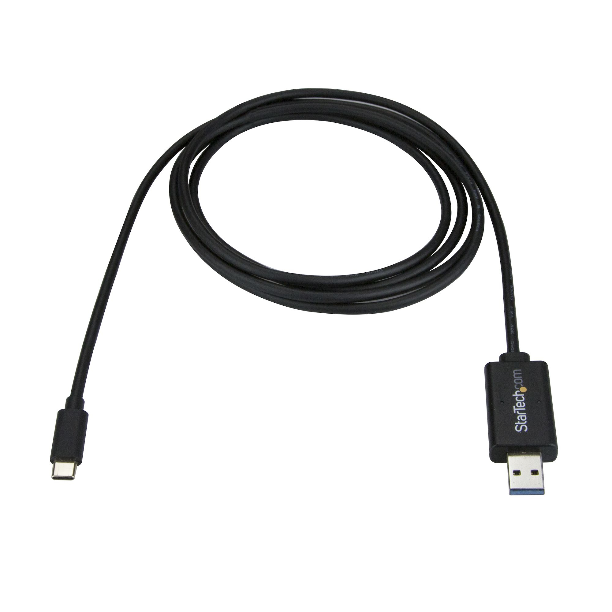 Cavo nero da USB-C a USB-A. Estremità USB-C e USB-A opposte.