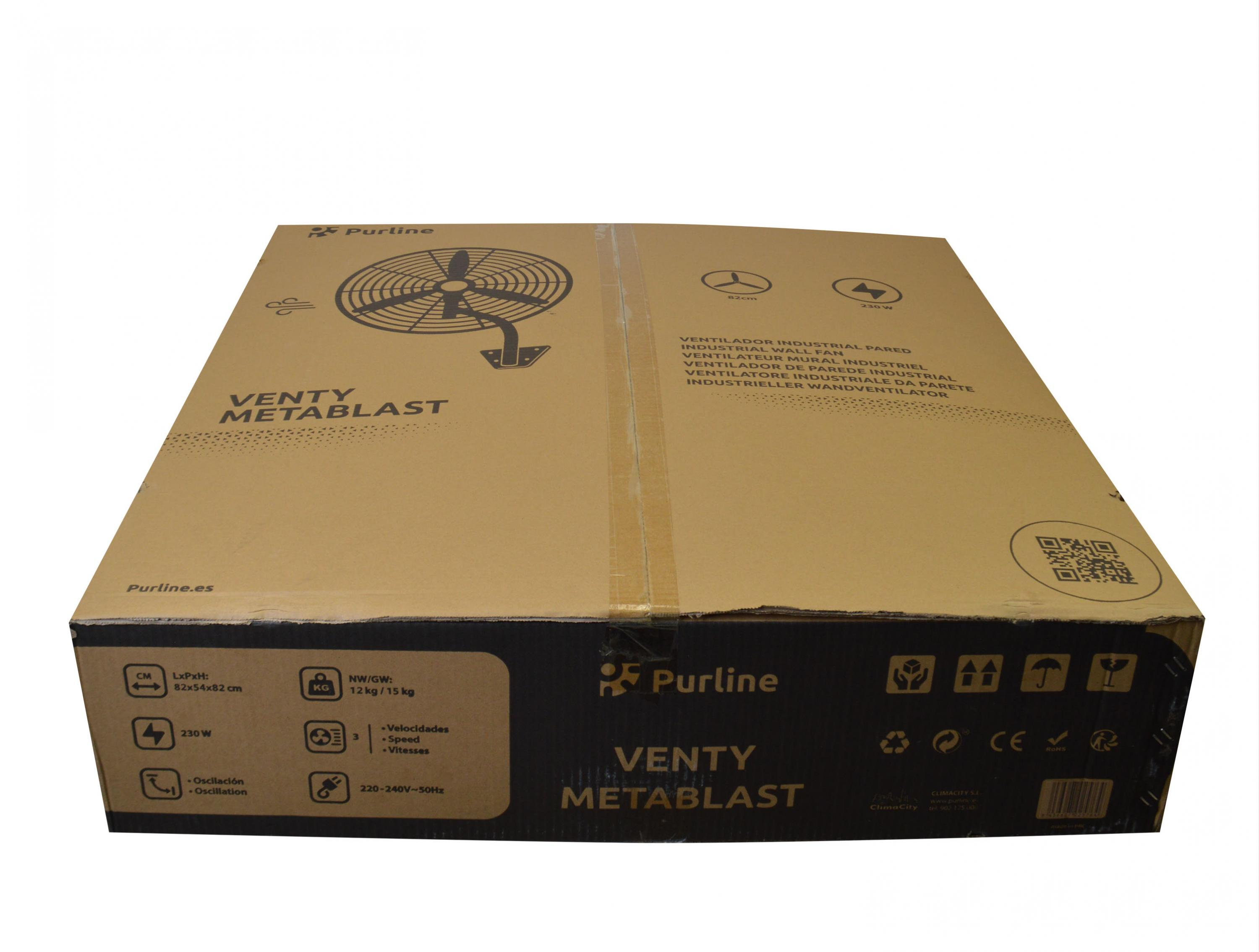 Ventilador de sobremesa - PURLINE VENTY METABLAST, 230 W, 3 velocidades, Negro