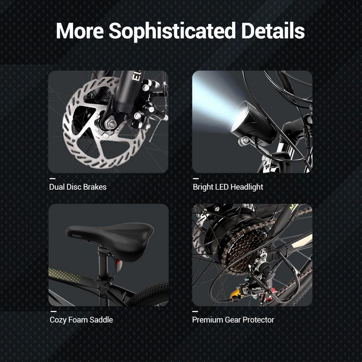 Rower ze zbliżeniami na podwójne hamulce tarczowe, reflektor LED, wygodne siodełko i osłonę przekładni.