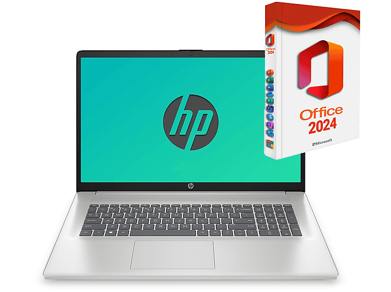 HP 17-CN31 mit MS Office 2024 Pro Dauerlizenz, Notebook, mit 17,3 Zoll Display, Intel® Core™ i7,1355U Prozessor, 64 GB RAM, 4000 GB SSD, Intel® Iris® Xe, Silber, Windows 11 Pro (64 Bit) | MediaMarkt HP 17-CN31 mit MS Office 2024 Pro Dauerlizenz, Notebook, mit 17,3 Zoll Display, Intel® Core™ i7,1355U Prozessor, 64 GB RAM, 4000 GB SSD, Intel® Iris® Xe, Silber, Windows 11 Pro (64 Bit) | MediaMarkt