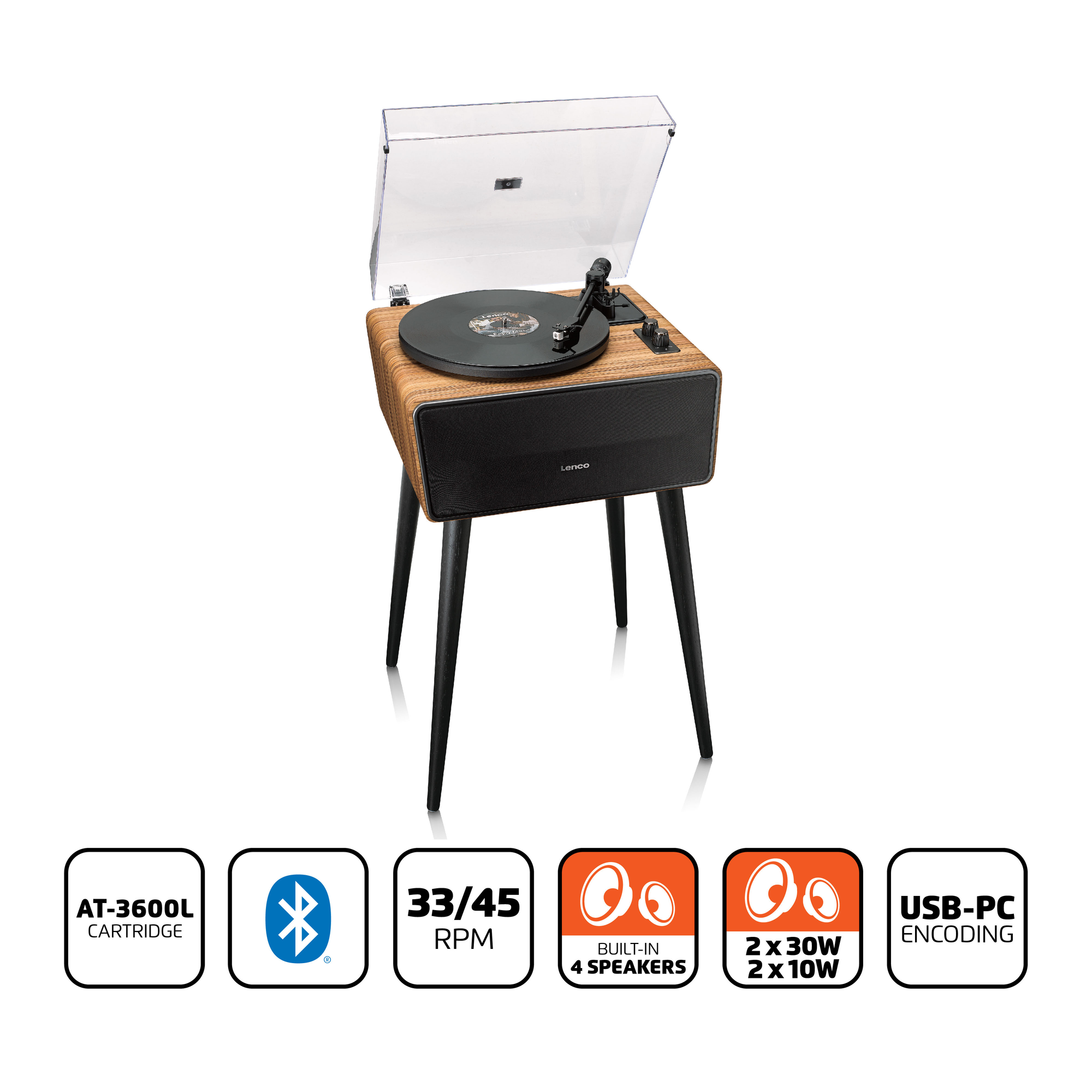 LENCO LS-570OK Dahili Hoparlörlü ve Bluetoothlu  Ayaklı Plak Çalar Pikap Meşe