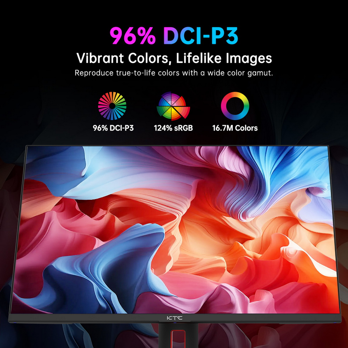 Monitor komputera wyświetlający żywe kolory i szeroką gamę kolorów.