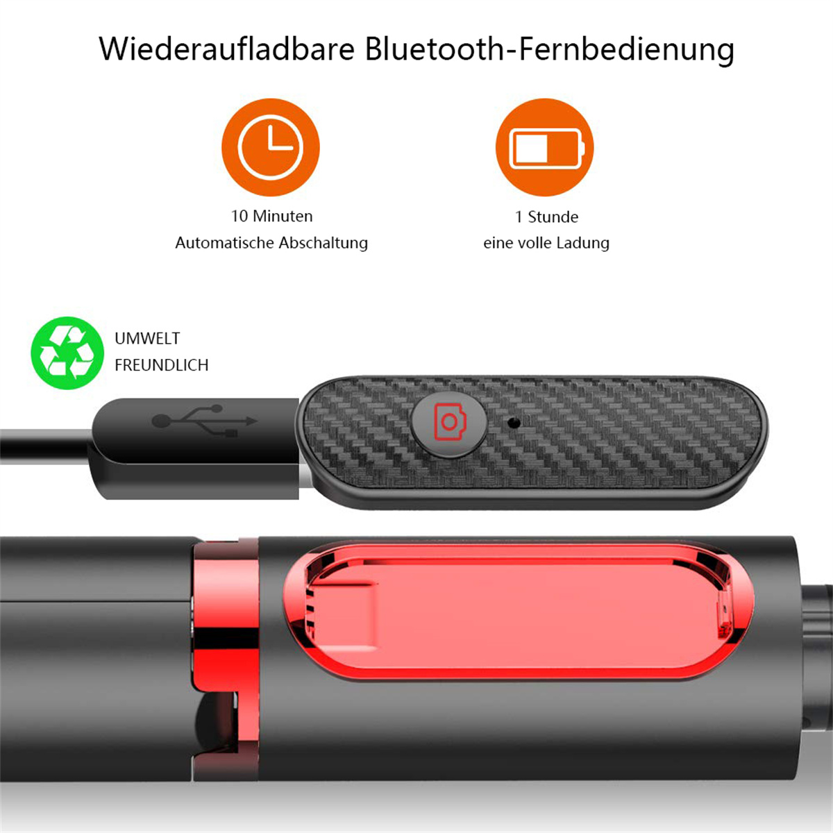 Eine wiederaufladbare Bluetooth-Fernbedienung.