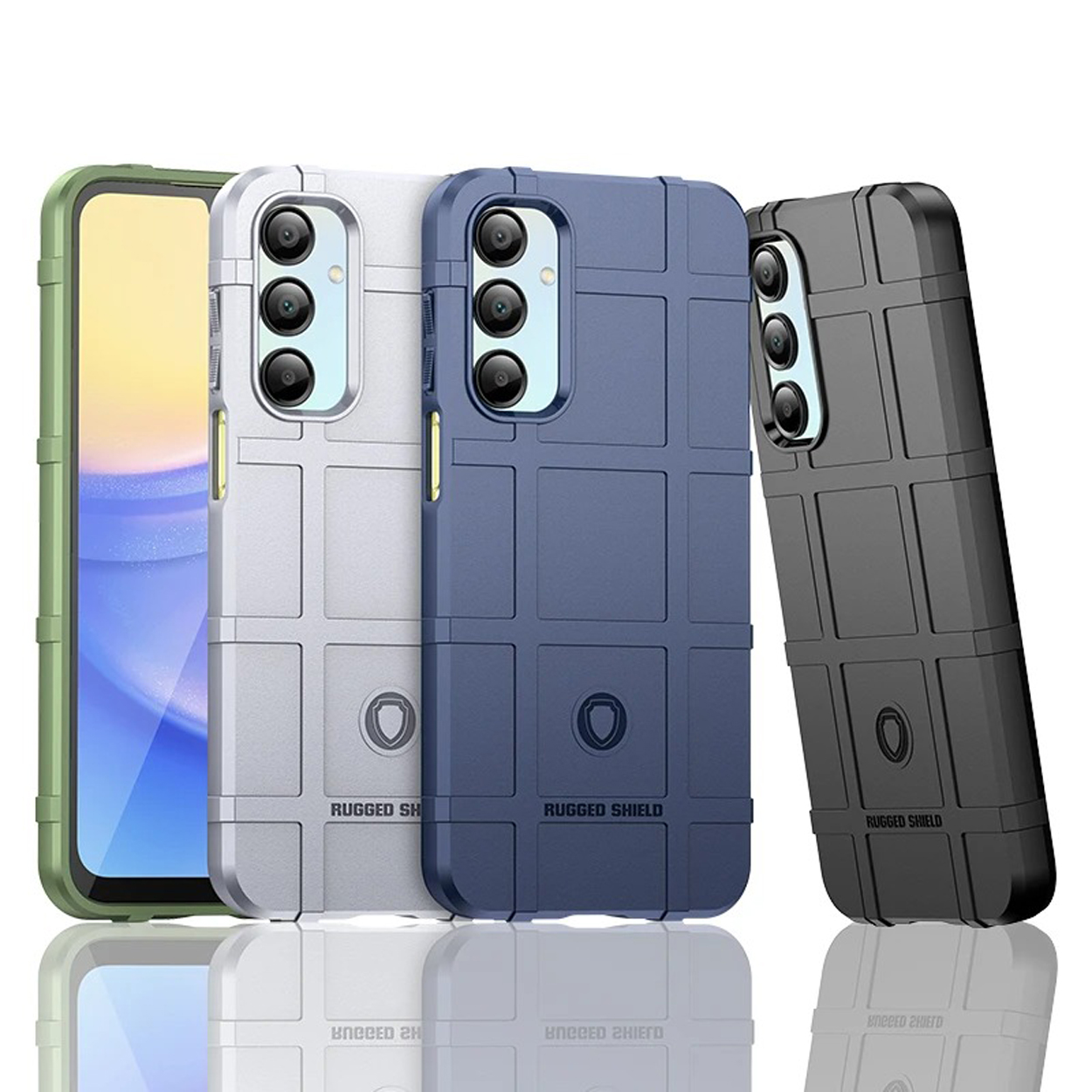 Quatre coques de téléphone de couleurs différentes, montrant l'arrière d'un téléphone.