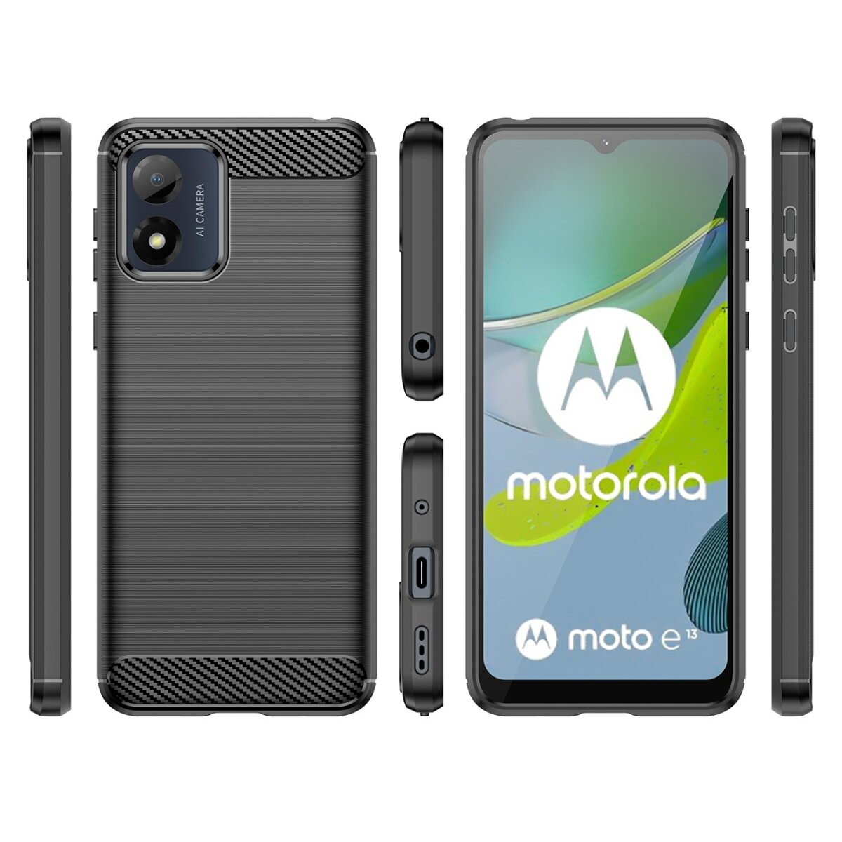 Eine Handyhülle für ein Motorola moto e13, mit Kameraausschnitt und Design.