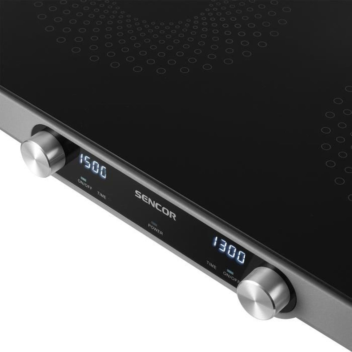Schwarzer Elektroherd mit Digitalanzeige.
