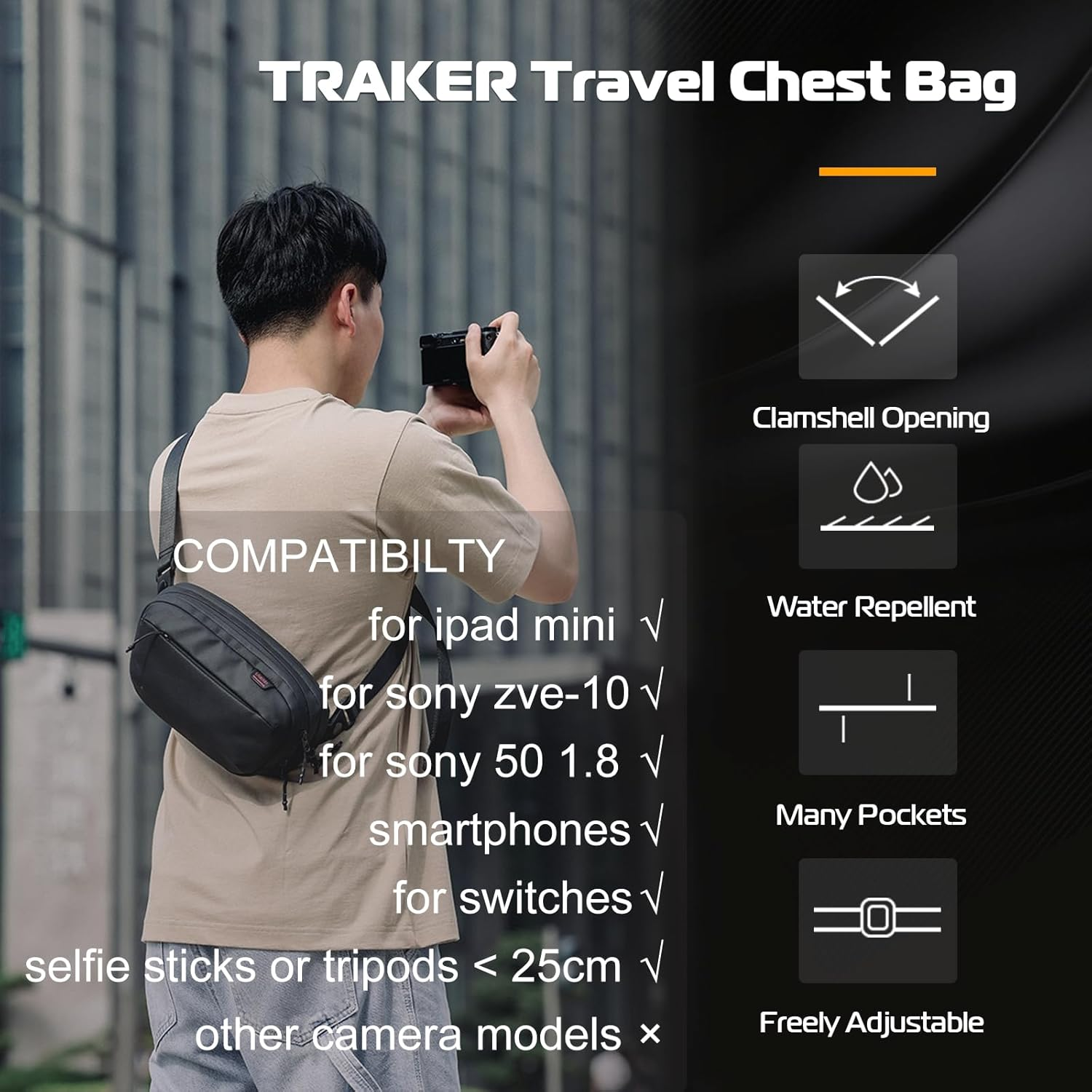 Borsa a Tracolla per Fotocamera per Nikon D3400 D3000 D3100 D3200 D3300