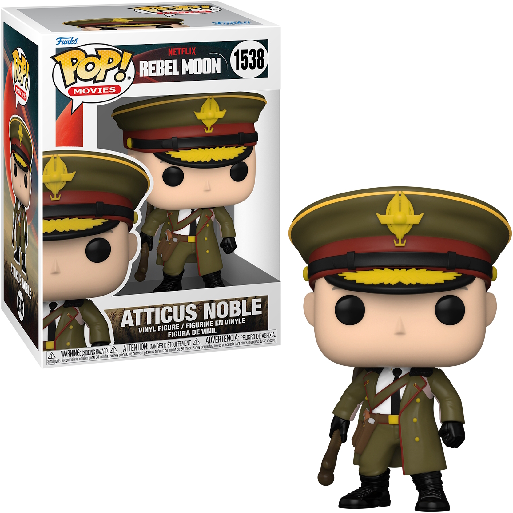 Figurka Funko Pop Atticus Noble z Rebel Moon. Nosi mundur wojskowy.