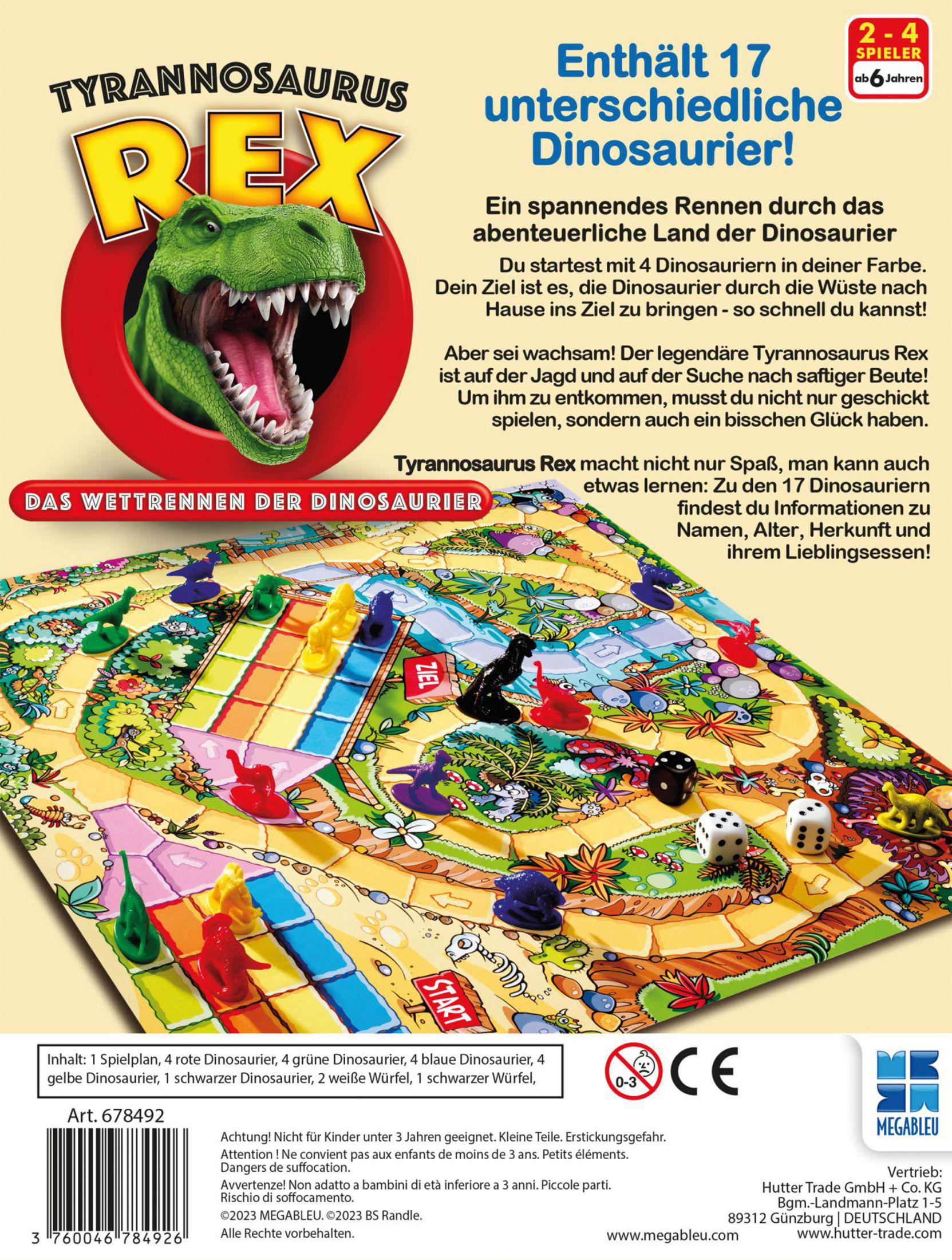 Gioco da tavolo con dinosauri. Include tabellone e pedine.