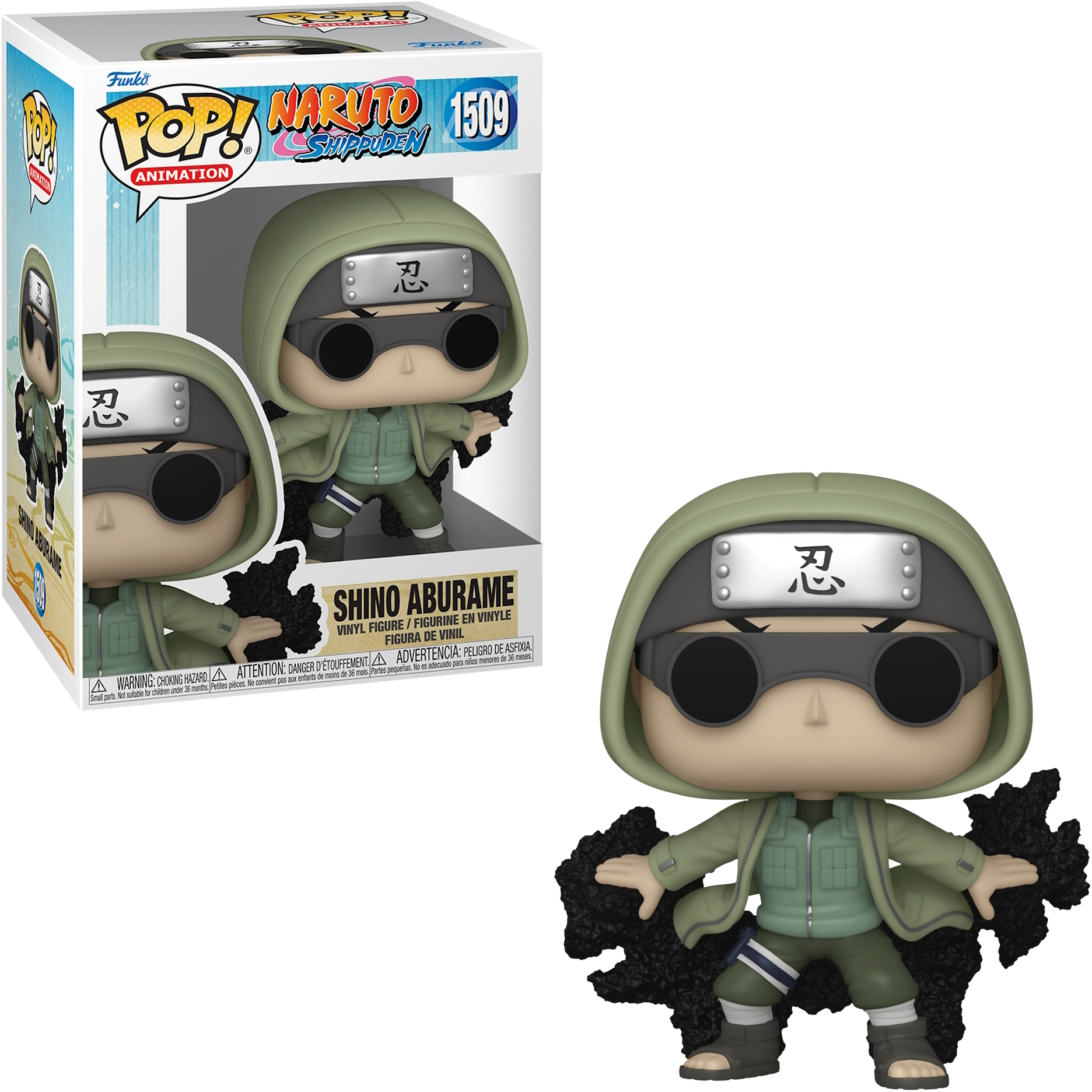Statuetta Funko Pop. Una figura con occhi verdi e testa marrone, che indossa un abito verde. Viene mostrata una scatola.
