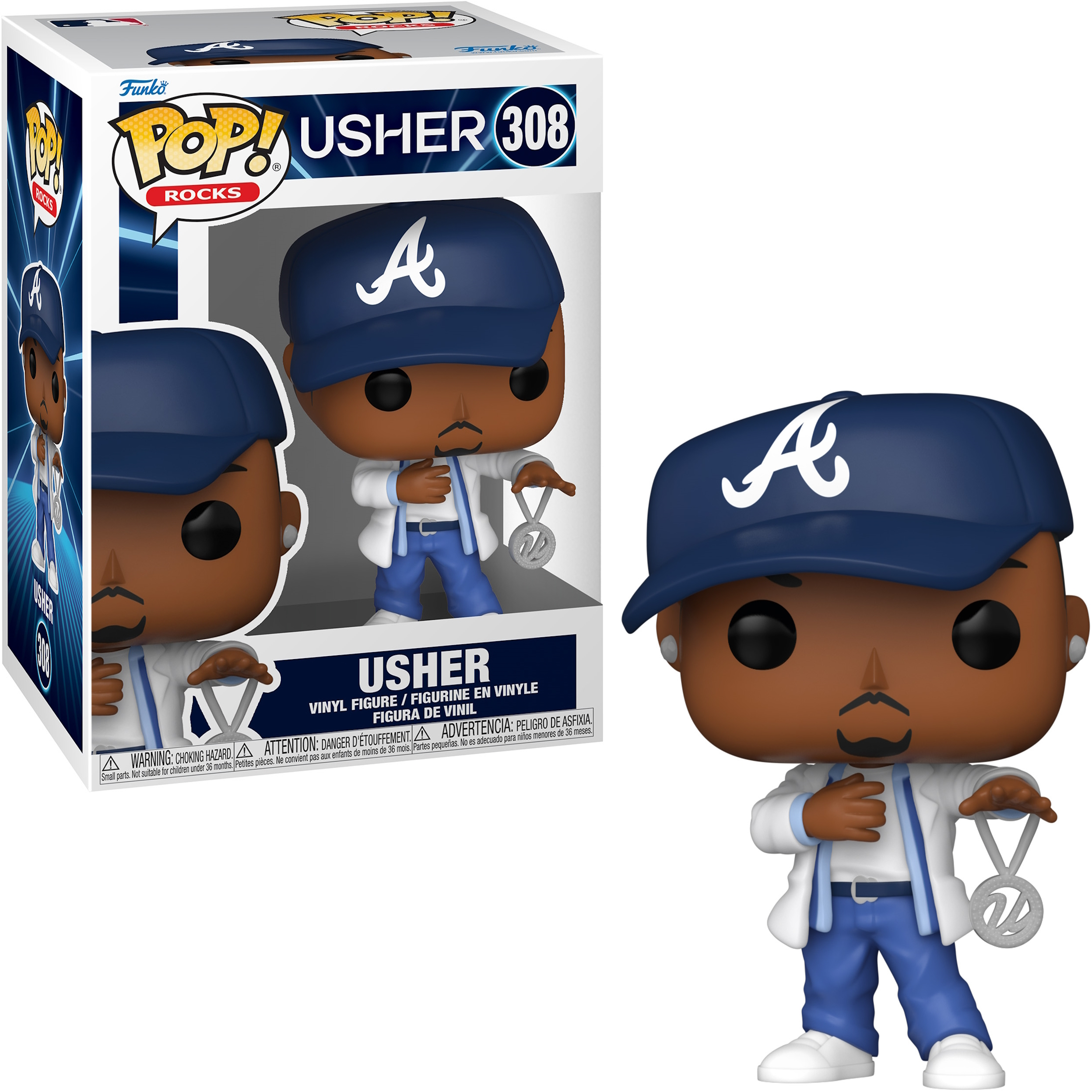 Una figura Funko Pop de Usher en una caja.