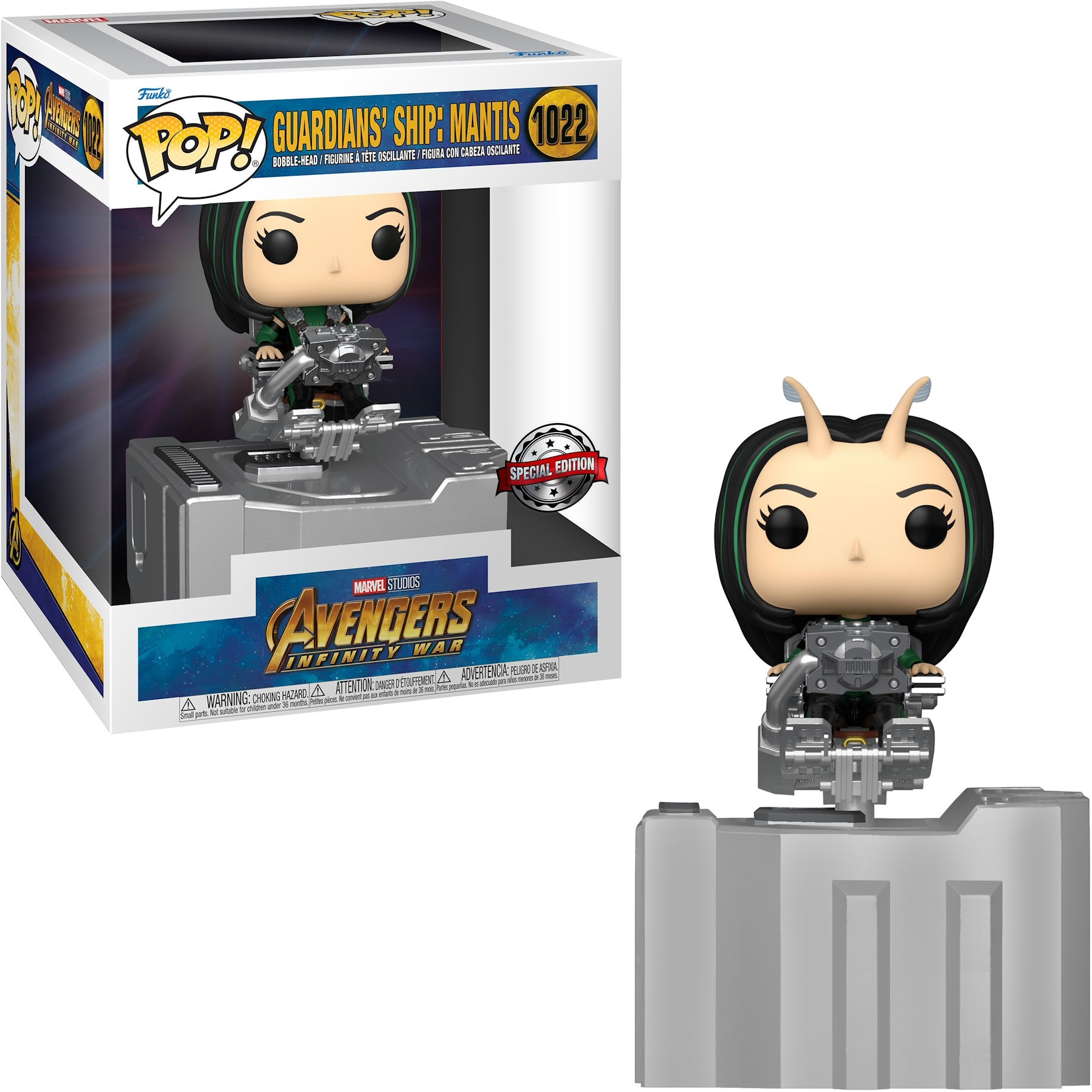 Figurka Mantis z Avengers, w pudełku i osobno.