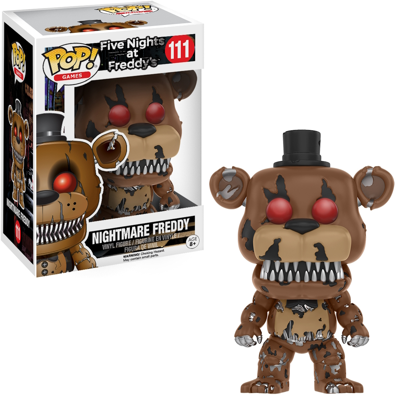 Funko Pop! Five Nights at Freddy's Nightmare Freddy figura in una scatola.