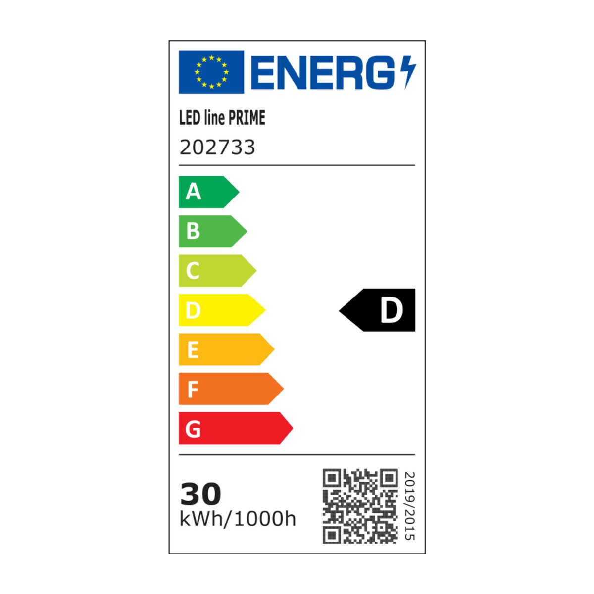 Ein Energieeffizienzlabel mit der Bewertung D und Text in mehreren Sprachen.