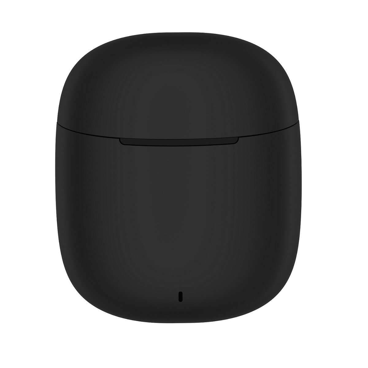 Schwarzes kabelloses Ohrhörer-Ladecase. Minimales Design. Isoliert auf weißem Hintergrund.