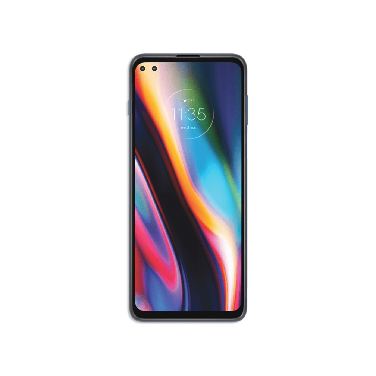 Ein Smartphone mit farbenfrohem Display, das die Uhrzeit 11:35 und einen bunten Hintergrund zeigt.