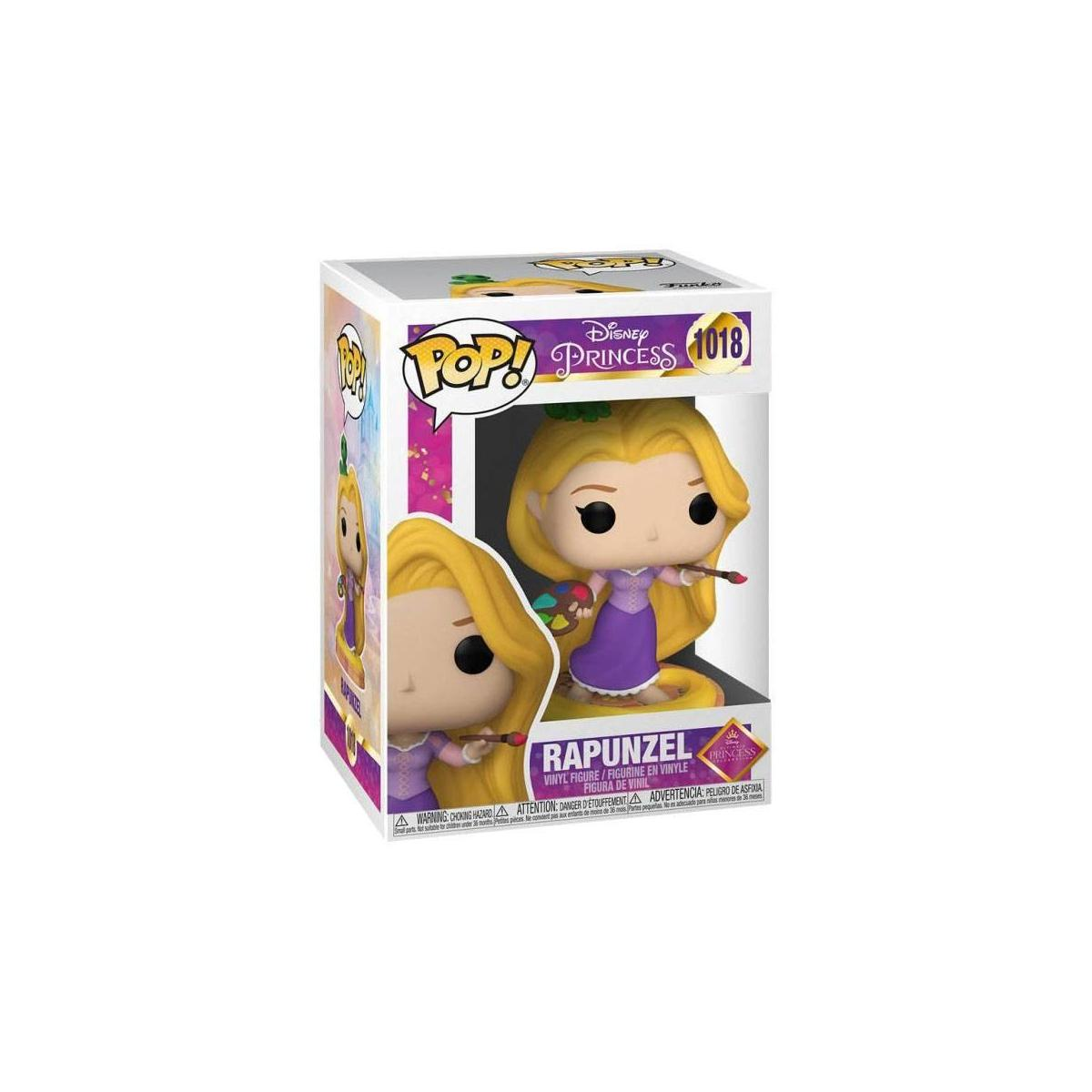 Una figura Funko Pop di Rapunzel del film Disney Rapunzel, che tiene pennelli e una tavolozza.