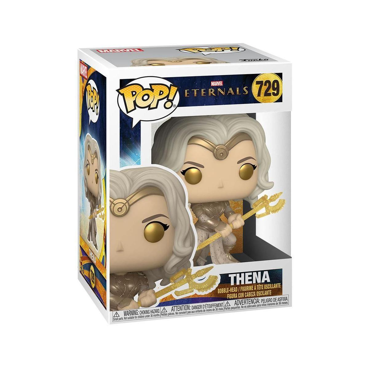 Figurka Funko Pop Theny, żeńskiej postaci ze złotymi akcesoriami, w pudełku.