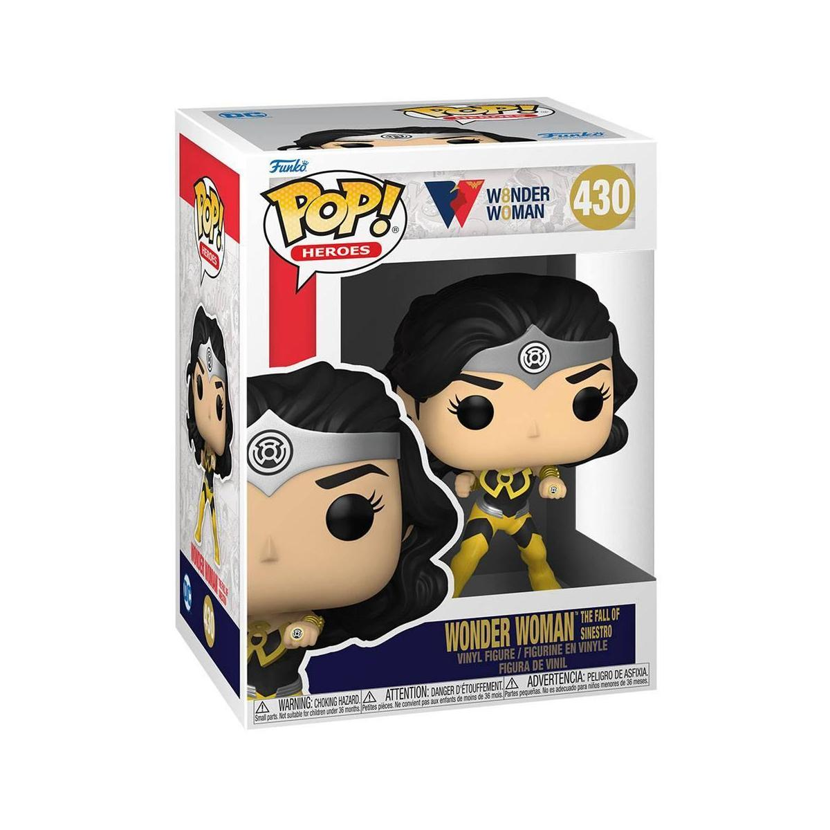 Figura di Wonder Woman Sinestro in una scatola Funko POP. La figura è gialla e nera.