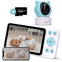 MediaMarkt XEDOR ® Babyfoon met Camera en App – Baby monitor – 5 inch Scherm - Inclusief 32 gb opslag - Blauw Beeldbabyfoon aanbieding