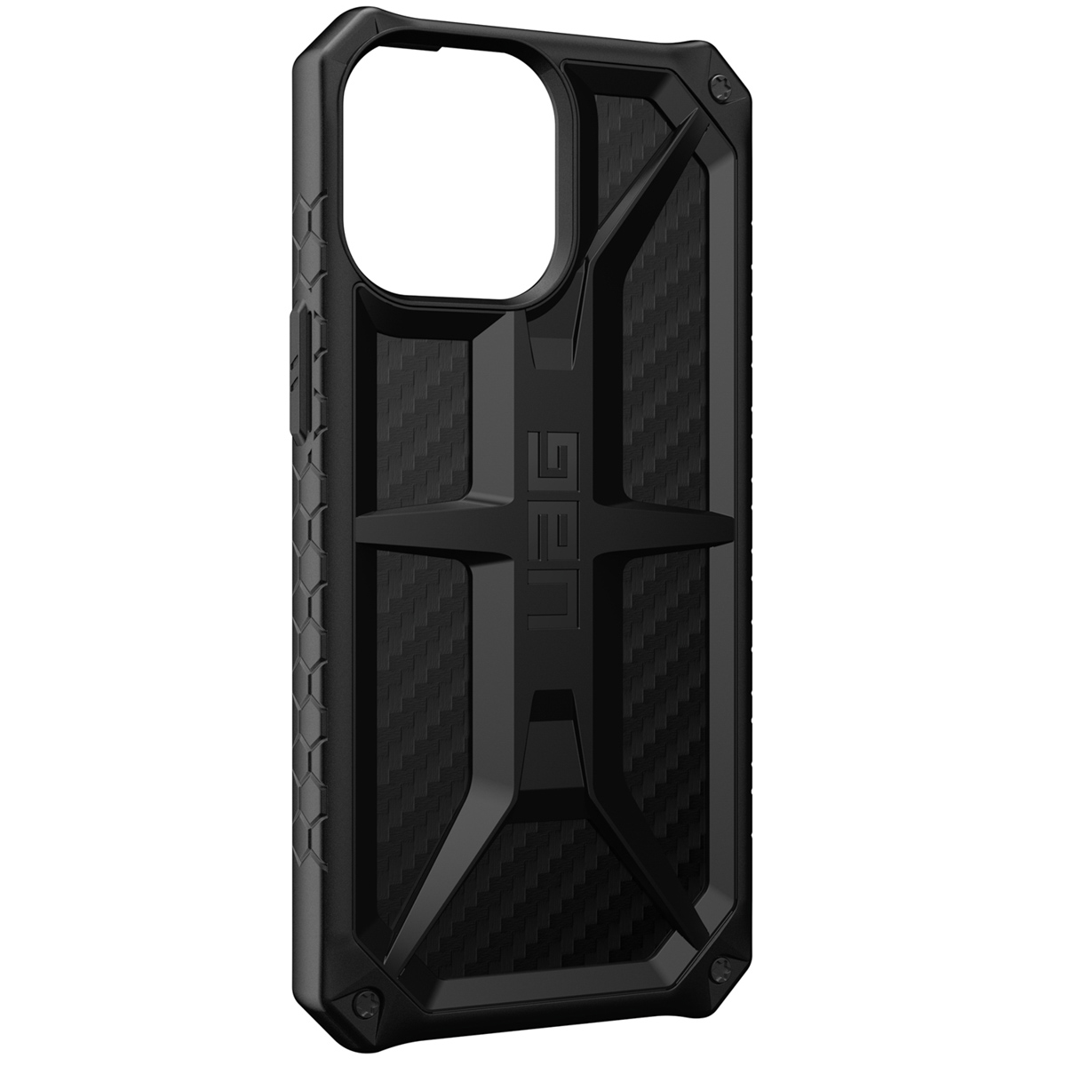 Schwarze Handyhülle mit UAG-Logo. Strukturiertes Design mit robustem Aussehen.