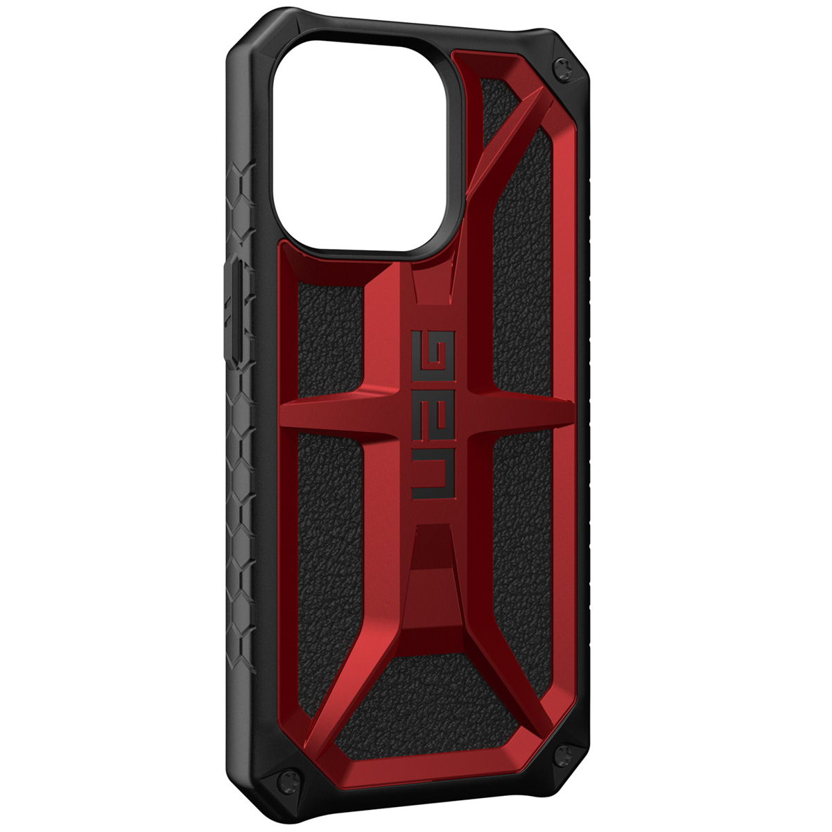 Schwarz-rotes Handycase mit UAG-Logo, angewinkelte Ansicht.