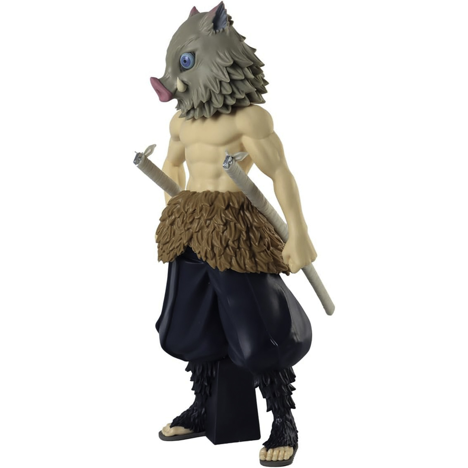 Anime-Figur eines muskulösen Mannes mit Ebermaske und zwei Schwertern.