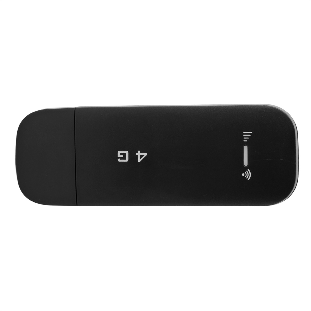 Ein schwarzes 4G-USB-Modem mit einer Signal-Kontrollleuchte.