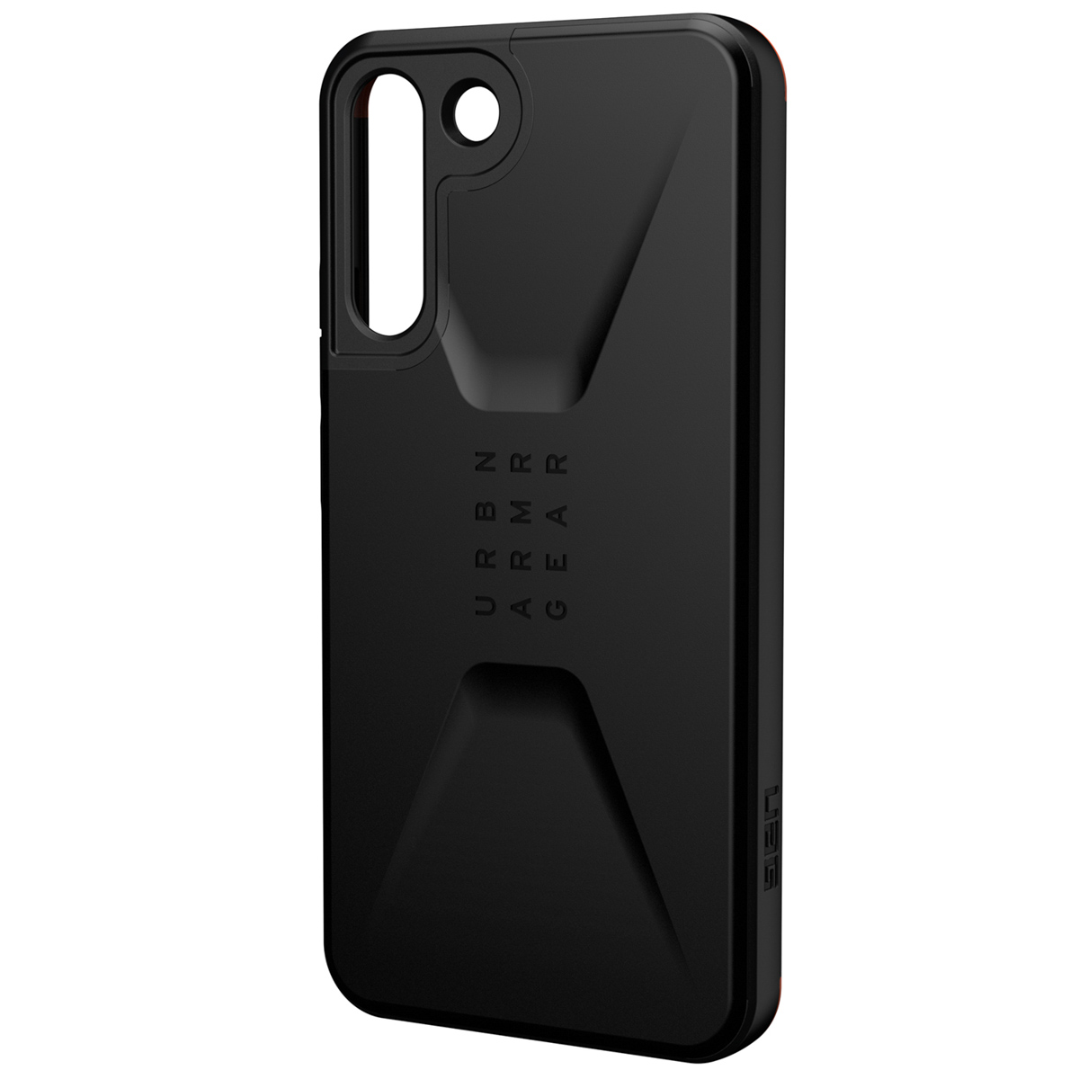 Schwarze Handyhülle mit strukturiertem Design und URBN ARMOR GEAR Logo.