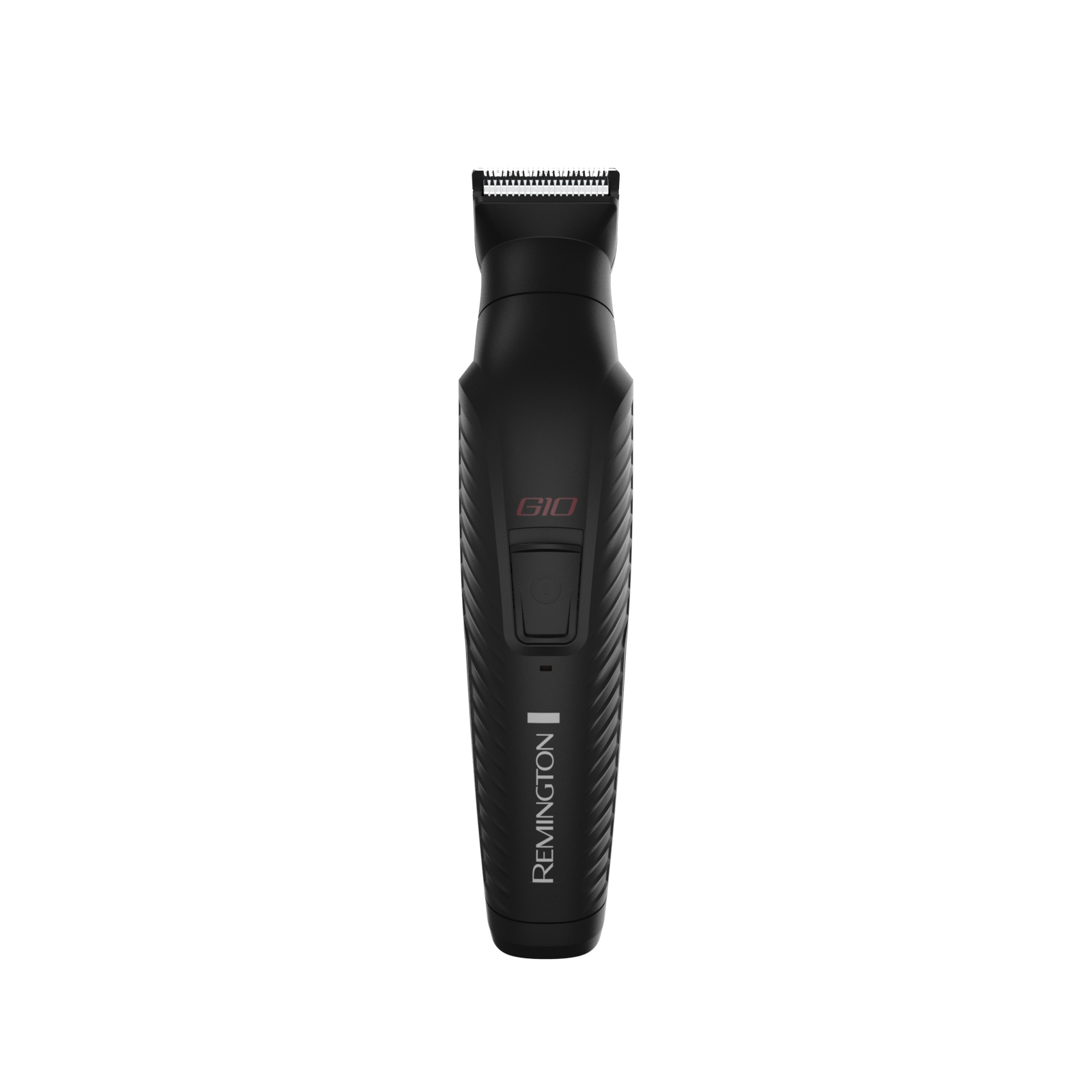 Une tondeuse à cheveux noire Remington G10, avec le nom de la marque imprimé sur le manche.