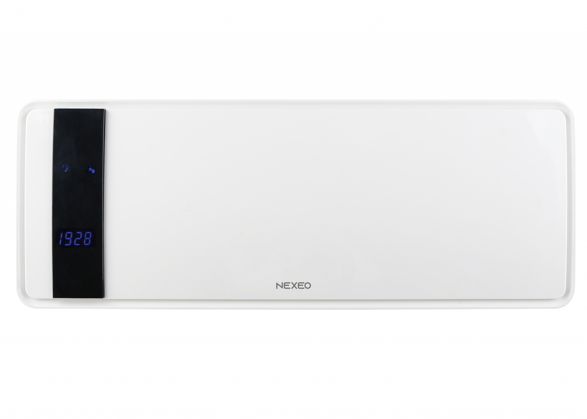 Aire acondicionado blanco con una pantalla negra que muestra números.