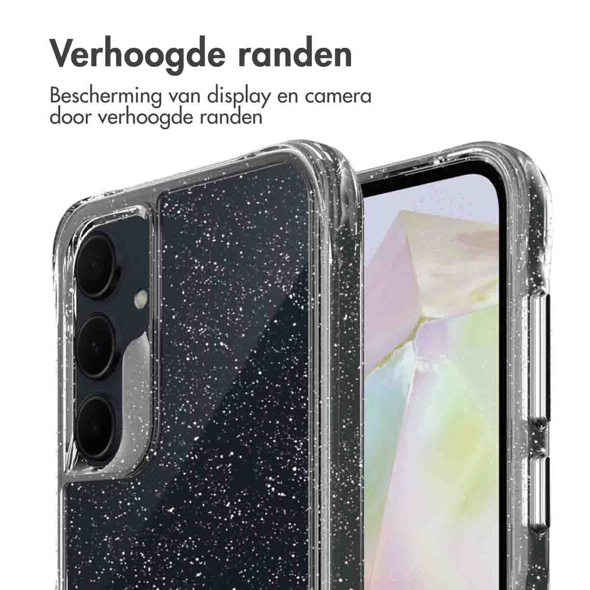 IMOSHION Glitter Backcover 2.0 - Geschikt voor Samsung Galaxy A35 - Telefoonhoesje Zilver
