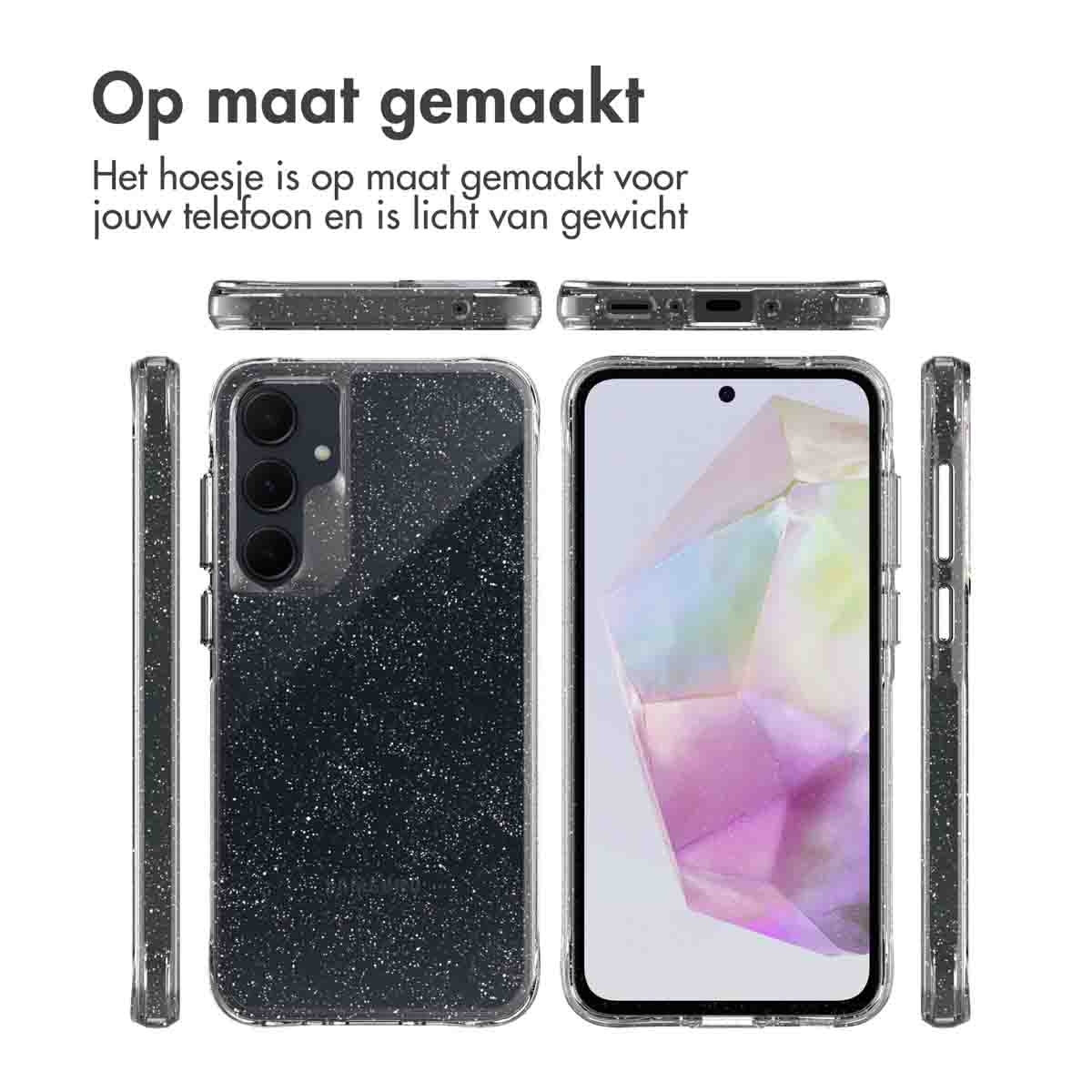 IMOSHION Glitter Backcover 2.0 - Geschikt voor Samsung Galaxy A35 - Telefoonhoesje Zilver