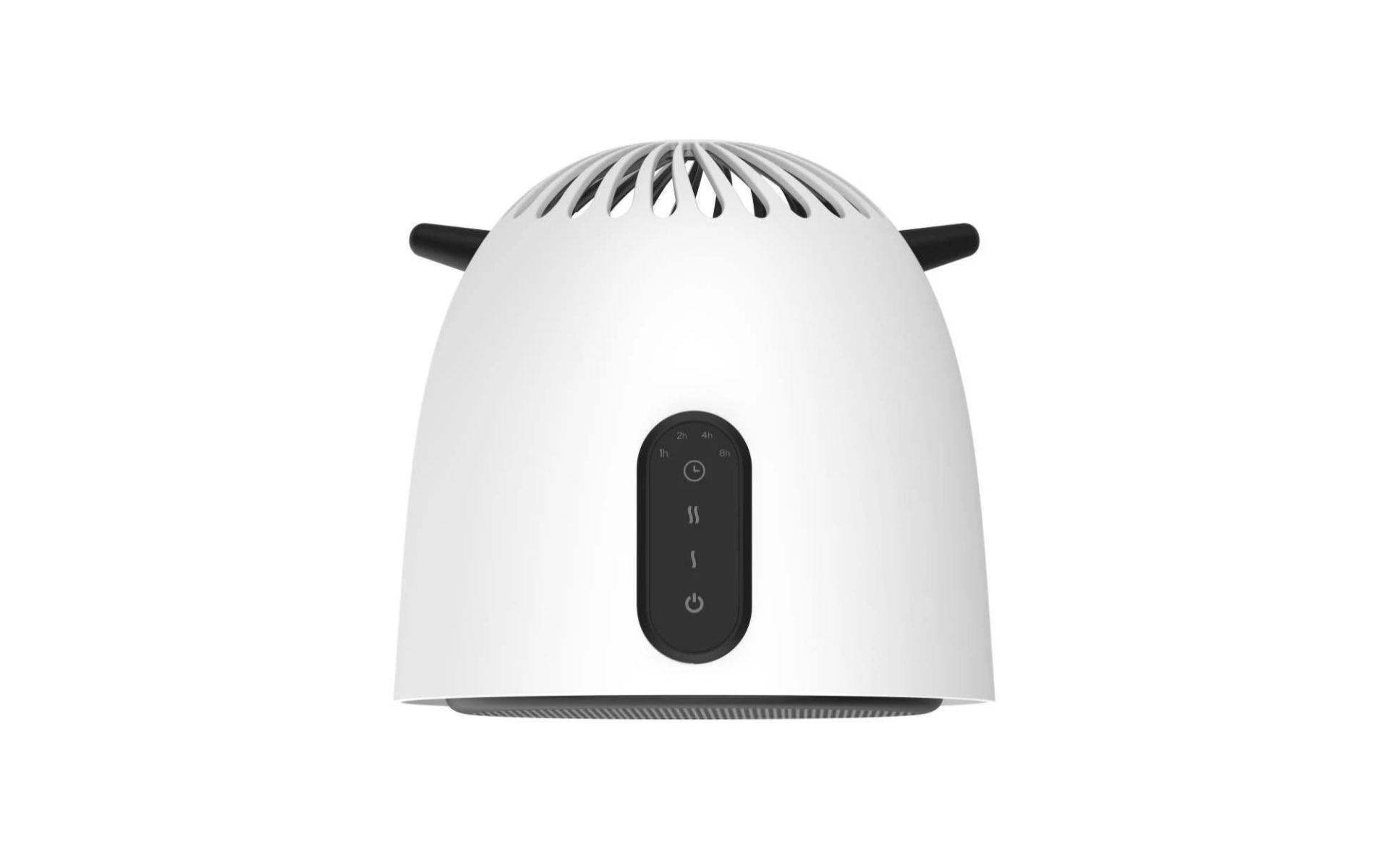 Biały oczyszczacz powietrza z górą w kratkę i panelem sterowania z przodu.