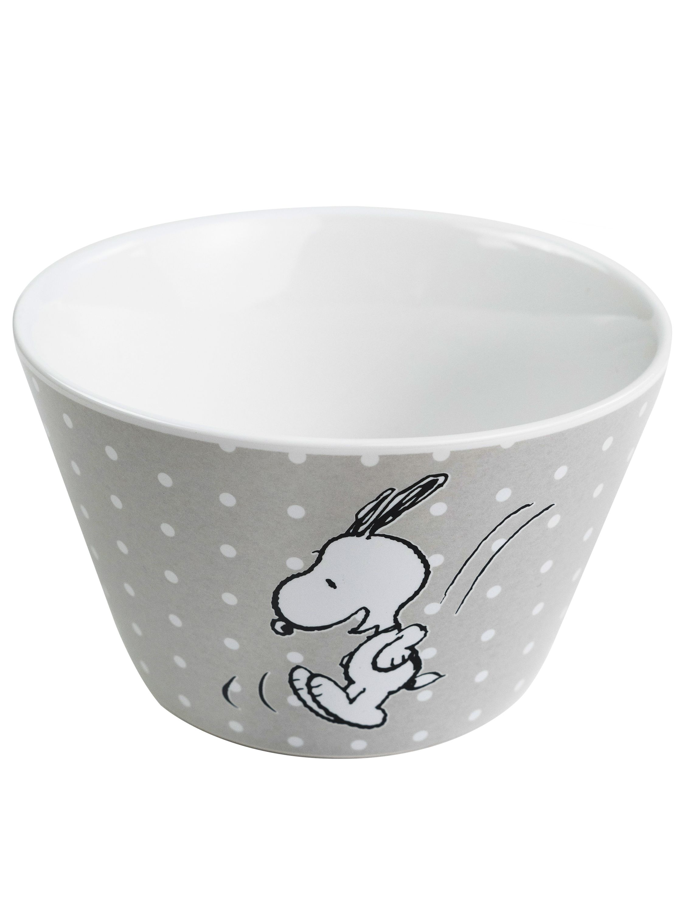 Snoopy-Schüssel mit Punkten und einem Snoopy-Design.