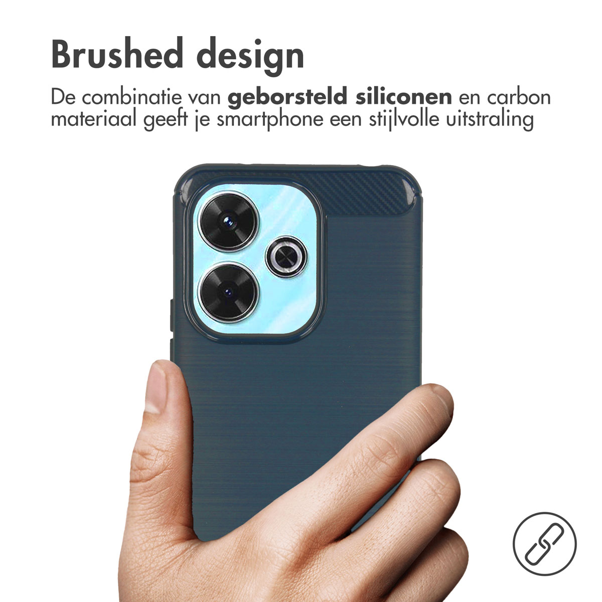 IMOSHION Brushed Backcover - Geschikt voor Xiaomi Redmi 13 4G - Telefoonhoesje voor Xiaomi Xiaomi Redmi 13 (4G) Donkerblauw