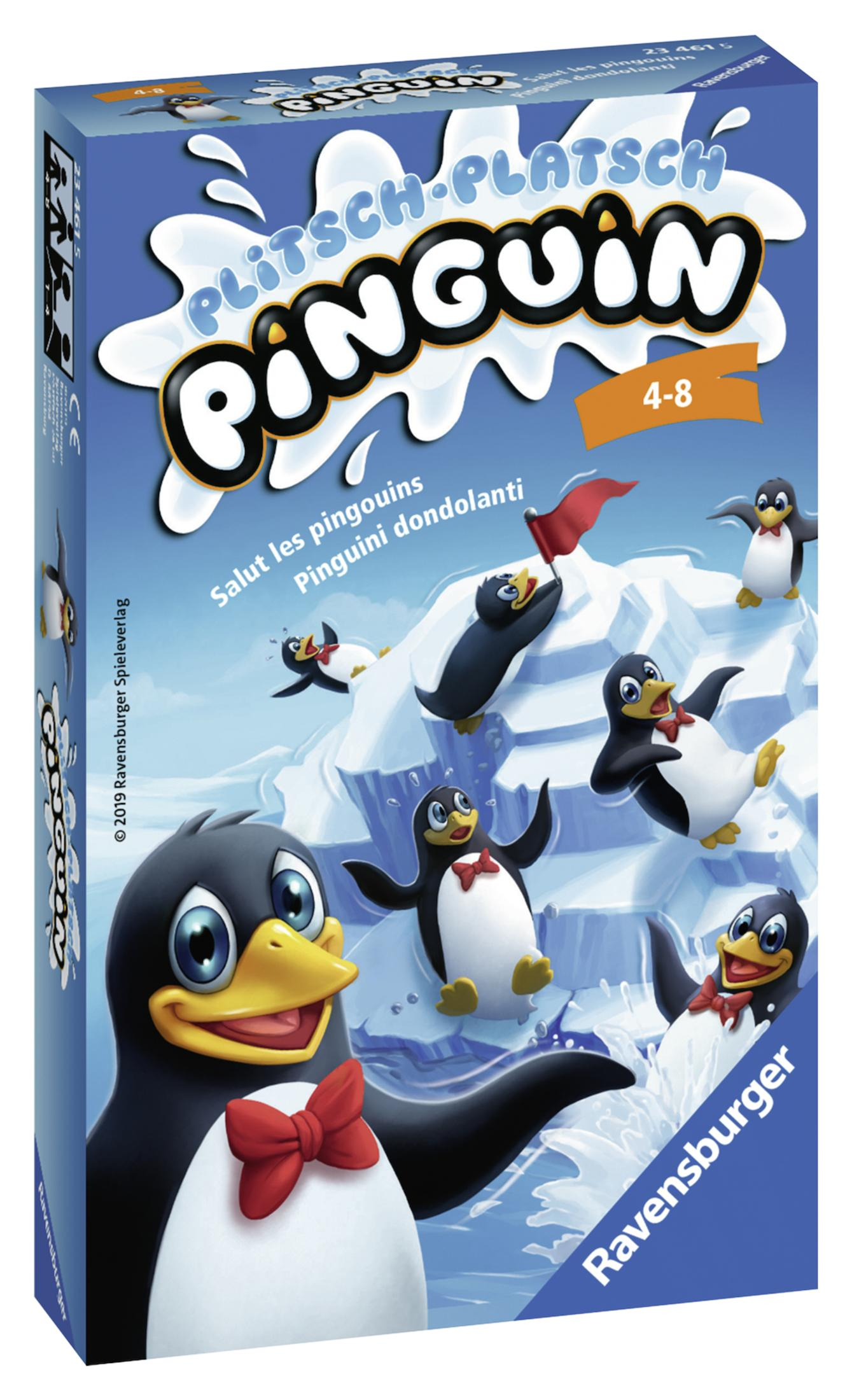 Schachtel eines Brettspiels, mit Pinguinen in einer eisigen Landschaft.